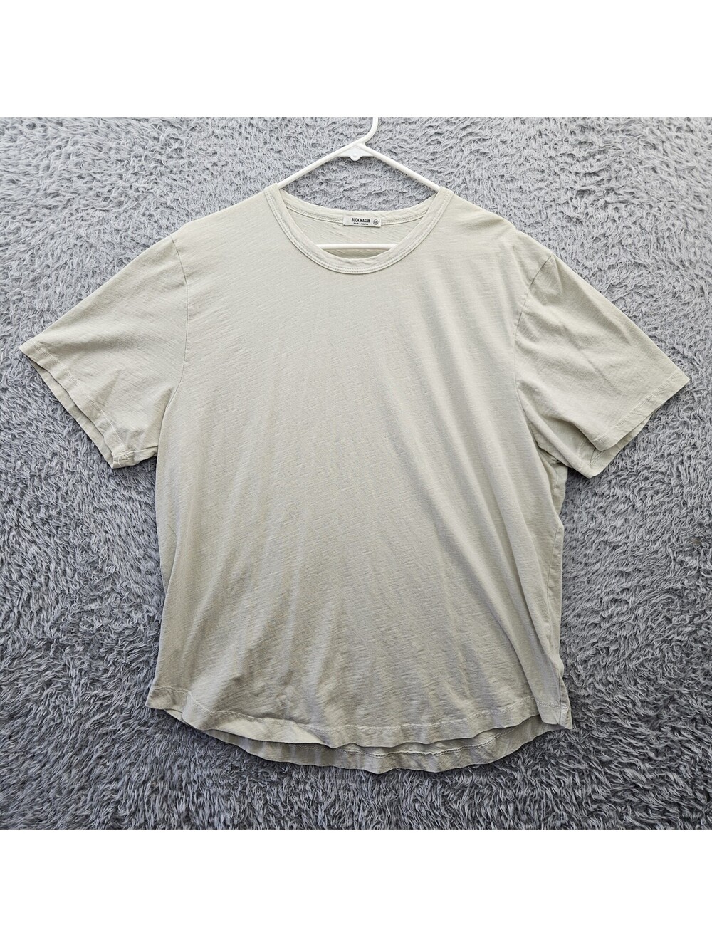 BUCK MASON Slub Curved Hem Tee Men 2XL Beige Made in USA